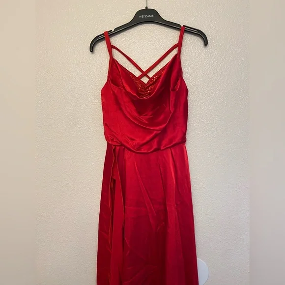 WEISSMAN Dance Costume red maxi slip dress With Love 13193 SA adult